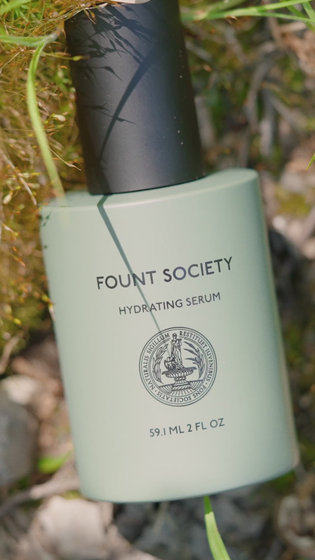 Fount Hydrating Serum application instructions. Apply to a clean face, gently massage into skin.